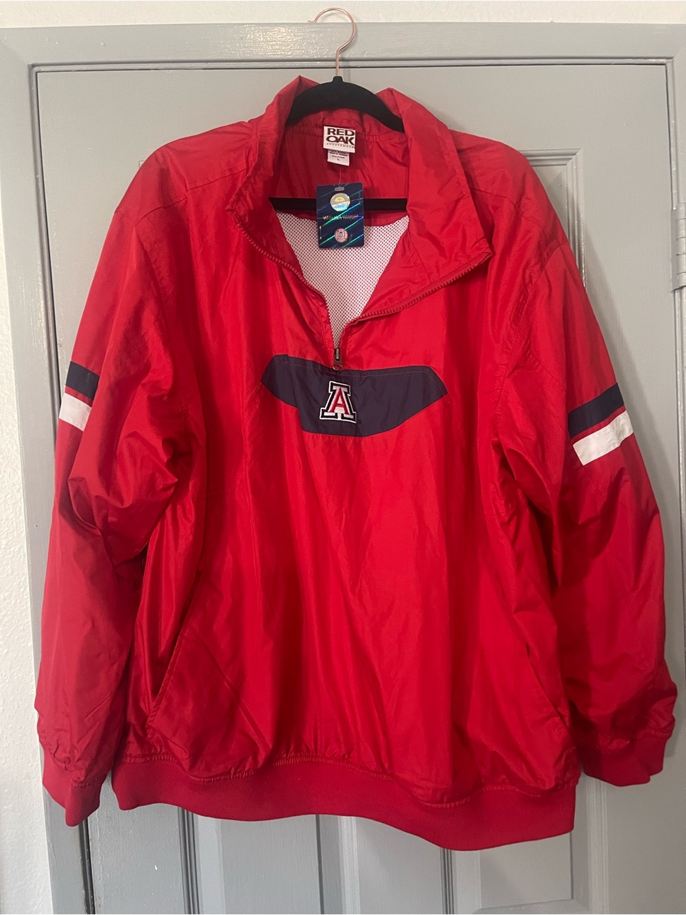 Red Oak Red Pullover Windbreaker with Arizona 'A' Logo